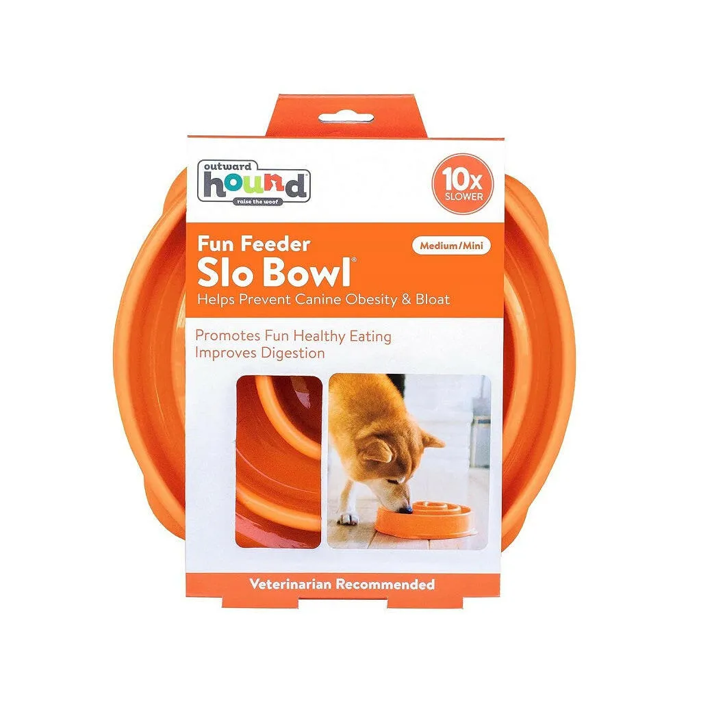 Outward Hound Fun Feeder Slo Bow Slow Feeder Dog Bowl, Orange Swirl