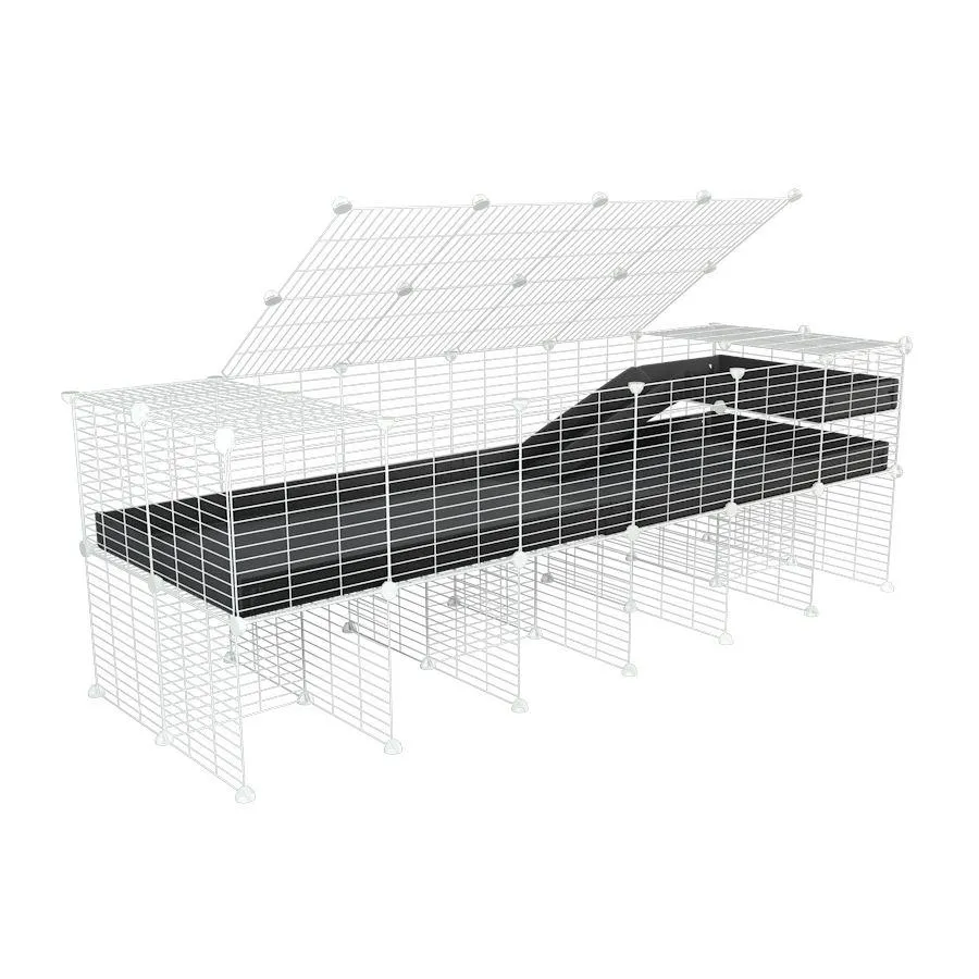 White 6x2 Guinea Pig C&C Cage with Loft, Ramp & Stand