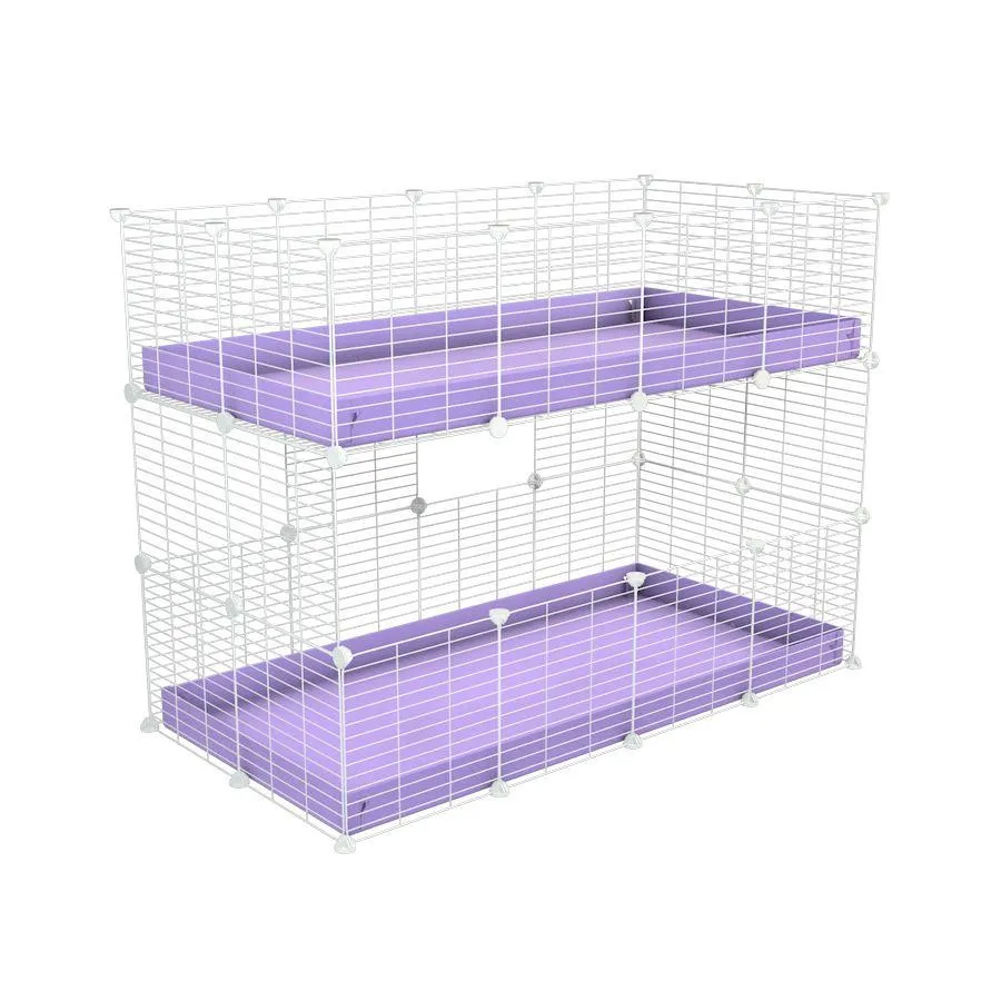 White Two Tier 4x2 Stacked Double C&C Cage