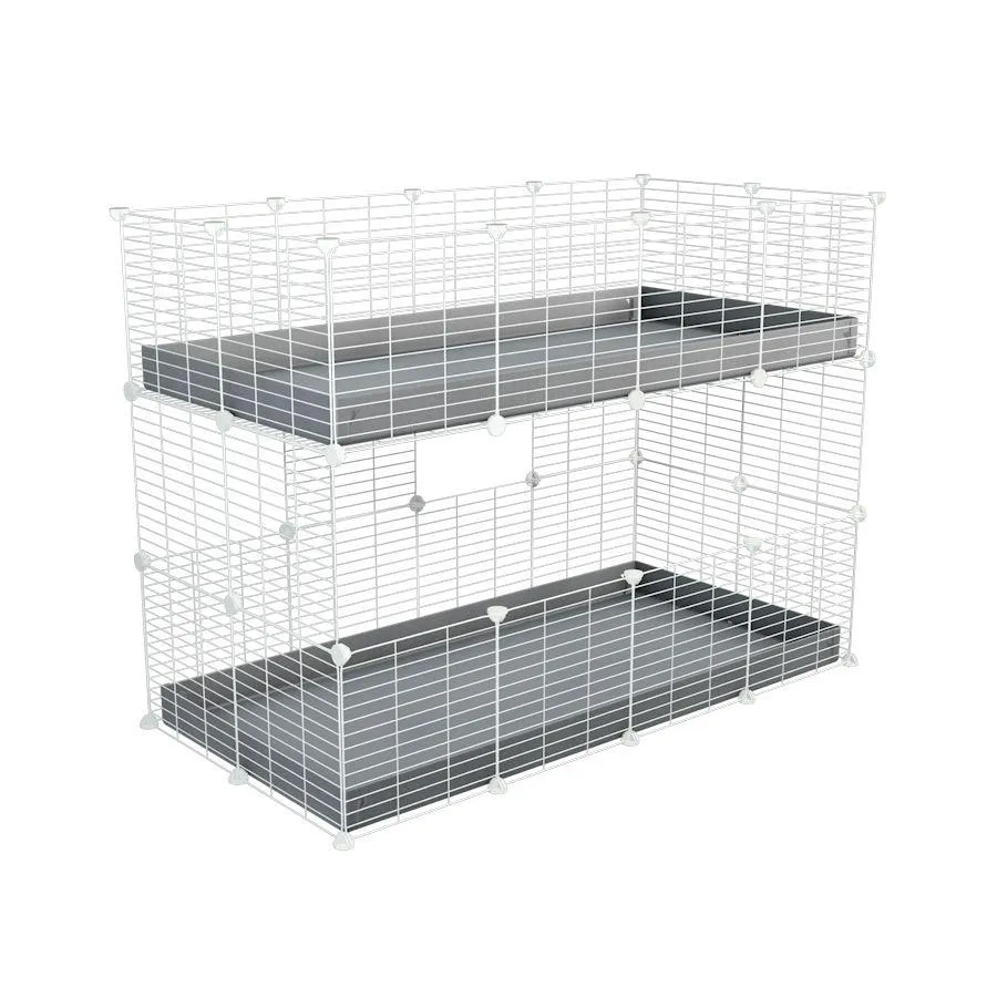 White Two Tier 4x2 Stacked Double C&C Cage
