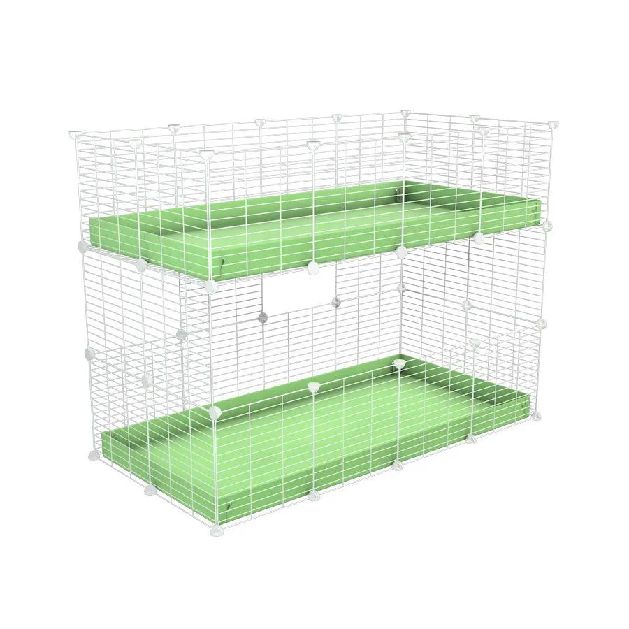 White Two Tier 4x2 Stacked Double C&C Cage