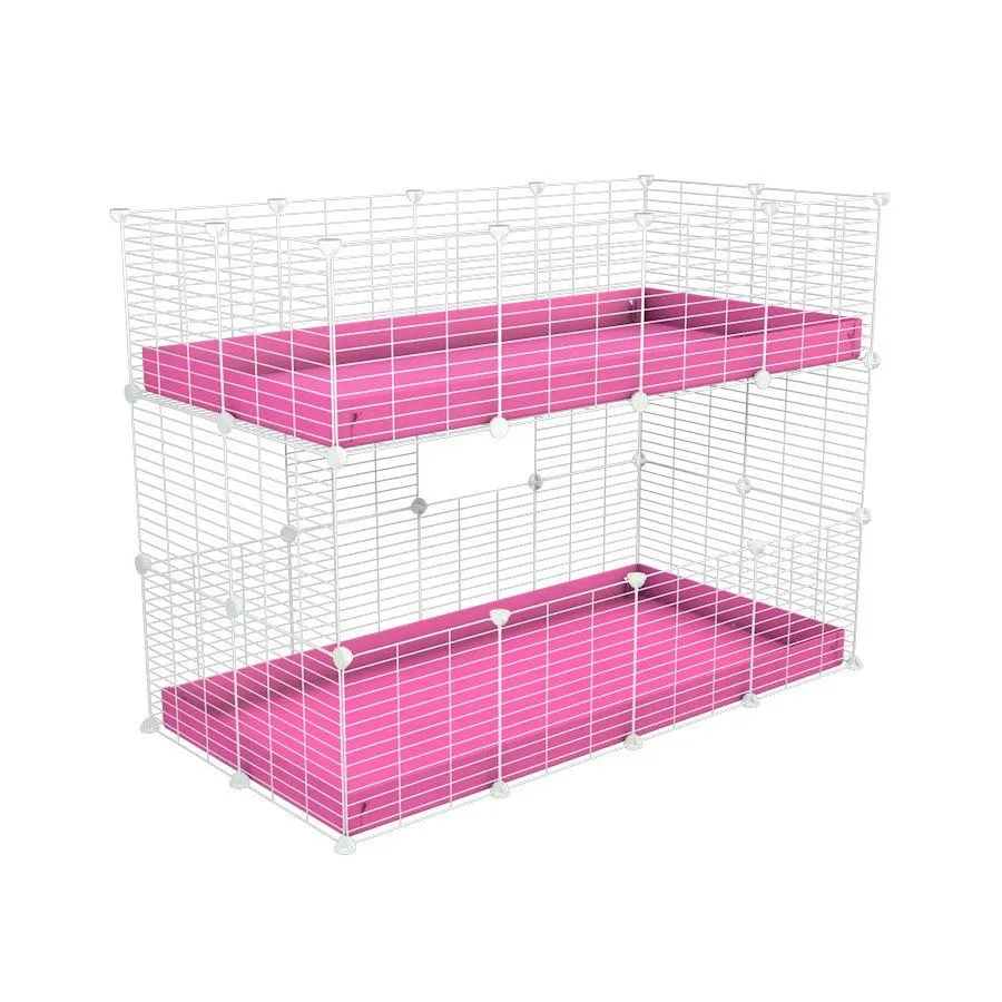 White Two Tier 4x2 Stacked Double C&C Cage