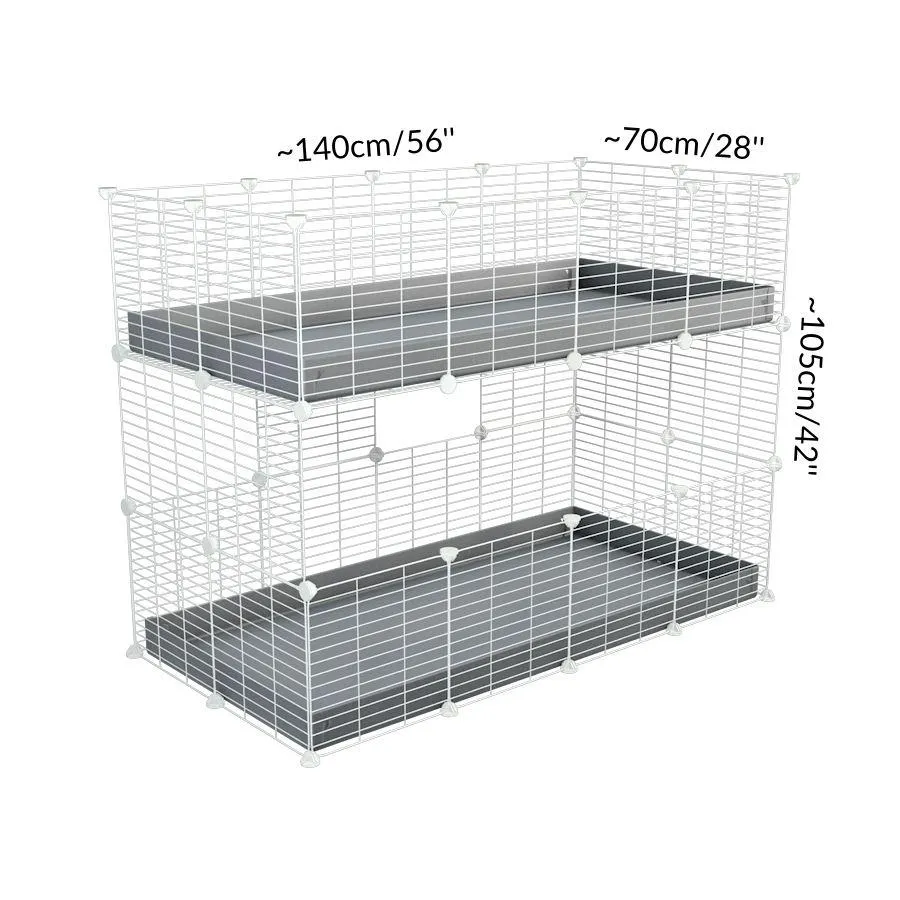 White Two Tier 4x2 Stacked Double C&C Cage
